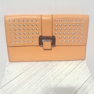 Rebecca Minkoff Studded Camel Color Staffing Leather Clutch.